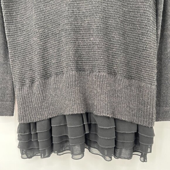 Soft Surroundings Wool Blend Knit Ruffle Black Sweater/Tunic - Picture 6 of 10